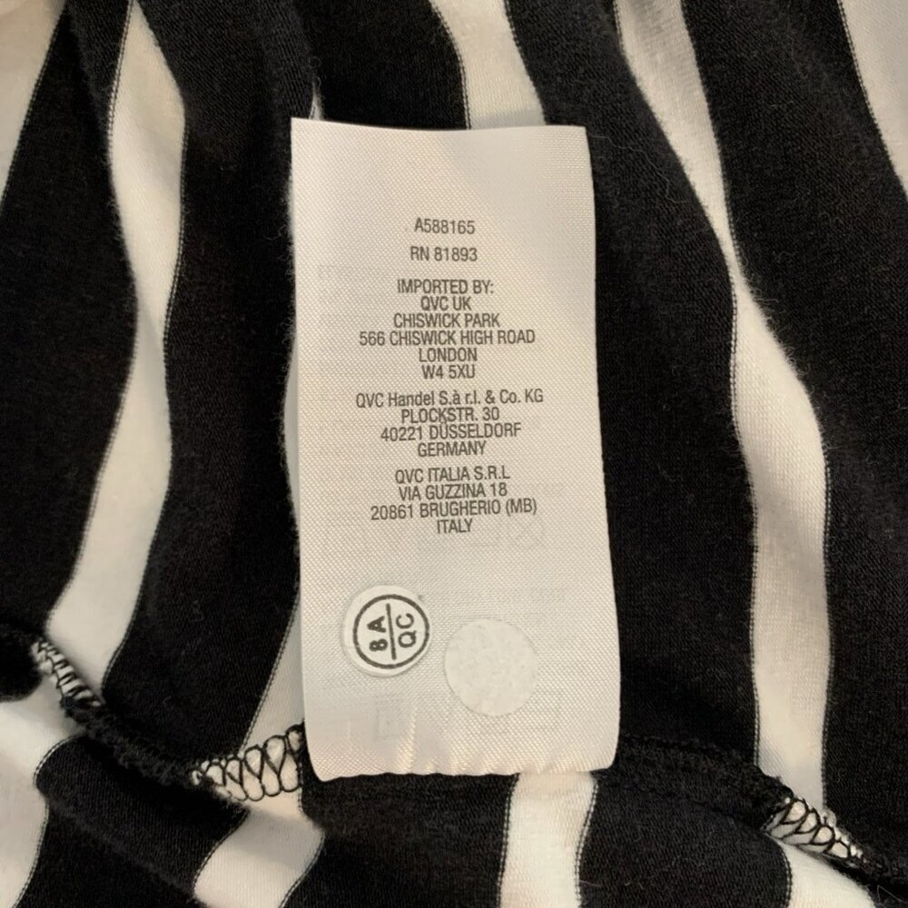 D&Co Denim & Co Womens 2X Dress Black White Stripe Elbow Sleeve Beach Nautical - Picture 8 of 12